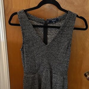 Madewell Black and White Textured Midi Dress